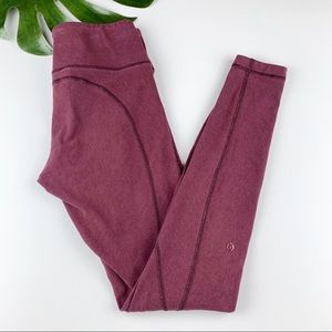 Lululemon Wunder Under Maroon Stripe Leggings 8